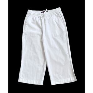 GLORIA VANDERBILT Womens Petite Size PS White Pull On Drawstring Cropped Pants